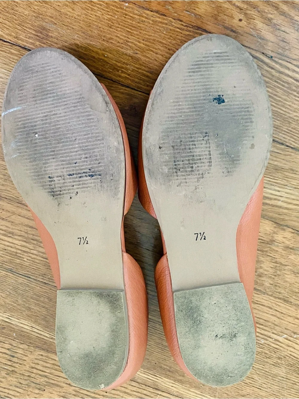 Anthropologie Terracotta Open-Toe Leather Flats